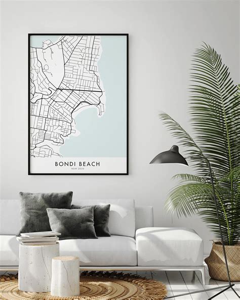 Sydney Bondi Beach Map Print Chelsea Chelsea