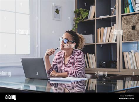 Caucasian Reflexive Looking At Laptop Screen Reflexing On Work