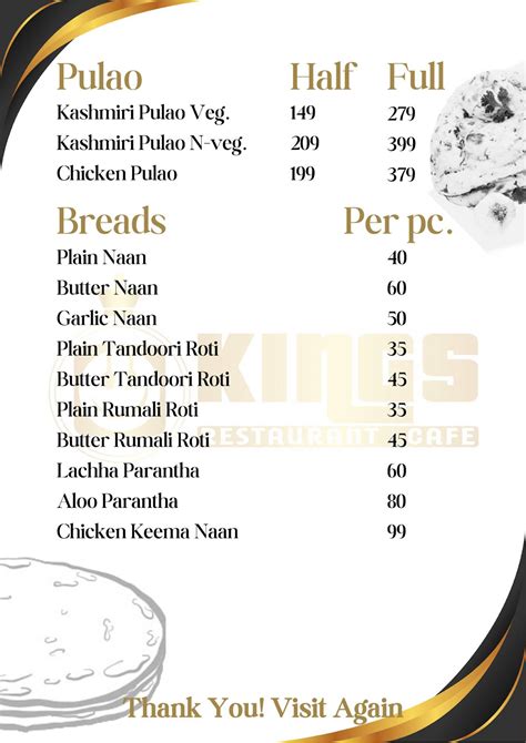 Menu At Kings Restaurant And Cafe Handwara