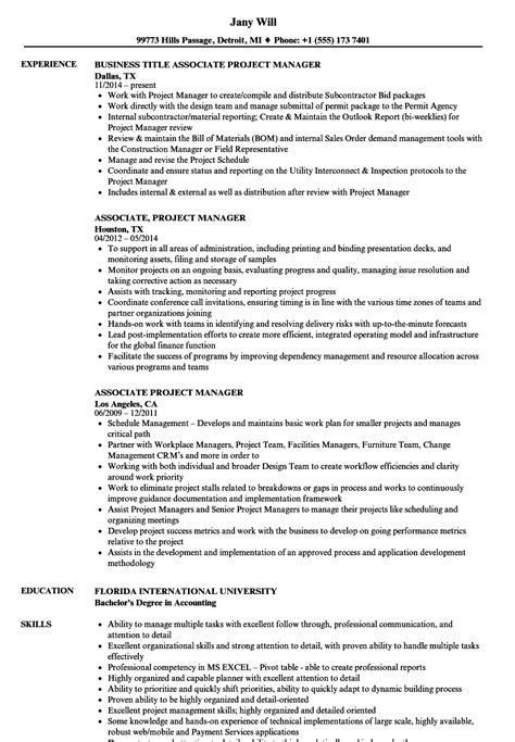 Associate Project Manager Resume Samples Velvet Jobs