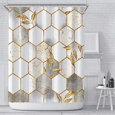 White And Gold Shower Curtains