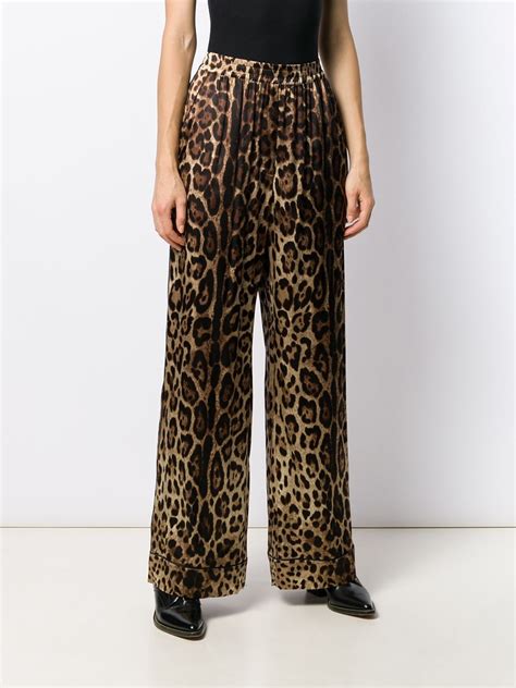 Dolce Gabbana Leopard Print Satin Pajama Bottoms Neutrals Farfetch