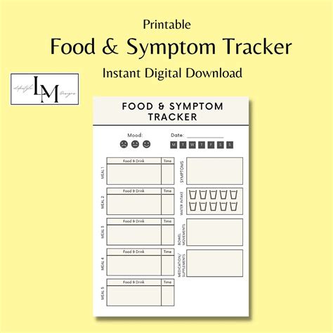 Food And Symptom Tracker Printable PDF Food Diary Symptom Diary IBS