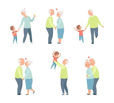 20 Old Couple Playing With Grandkids Stock Illustrations Royalty Free