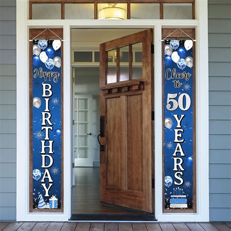 Nelbiirth Happy 50th Birthday Decorations 50th Blue And Silver Balloon Birthday Theme