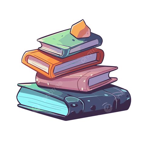 Bookstack Clipart Vector In The Style Of Colored Cartoon Style