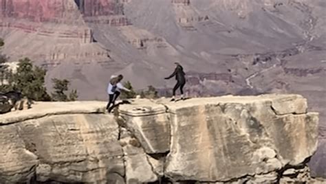 Video Catches The Scary Moment A Woman Nearly Falls Into The Grand