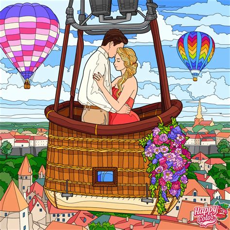 Solve PUZZLE Romance In Hot Air Balloon Jigsaw Puzzle Online With 81