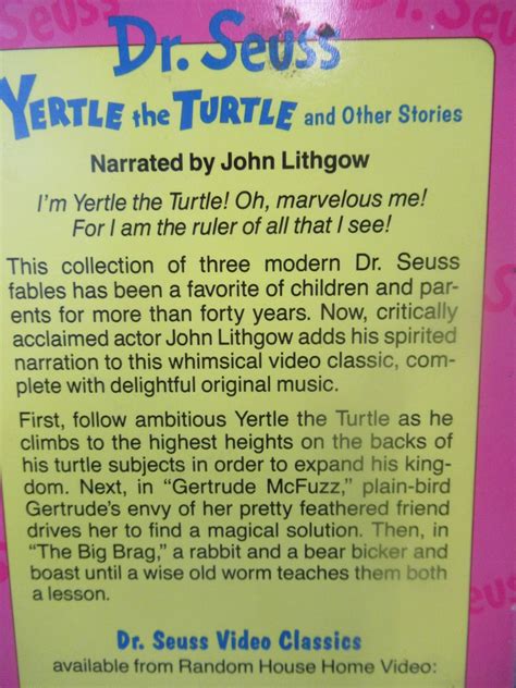 Vintage Vhs Dr Seuss Yertle The Turtle Other Stories Etsy