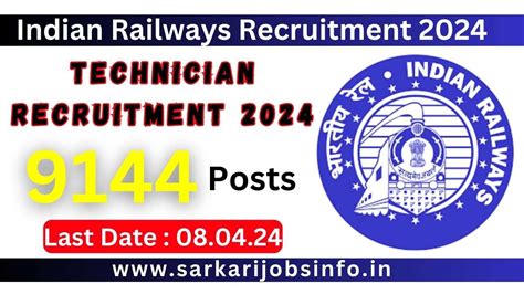 Indian Railways RRB Technician Recruitment 2024 Apply Online For 9144