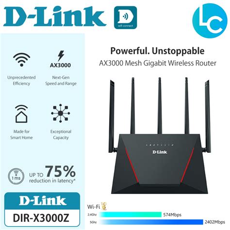 D Link Dir X3000z Gigabit Wireless Ax3000 Wi Fi 6 Router 5 Antenna