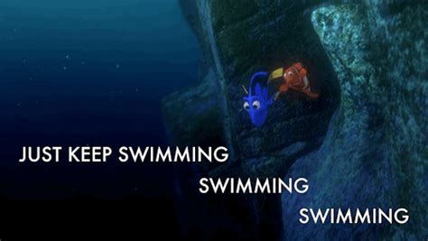 Just Keep Swimming Dory Grabs Nemo Cave Gifdb