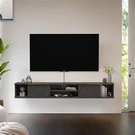 Pmnianhua Floating Tv Stand With 2 Drawers 78 Wall Mounted Floating Tv Shelf Floating Media