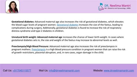 Ppt Advanced Maternal Age Risks Complications And Treatment Dr