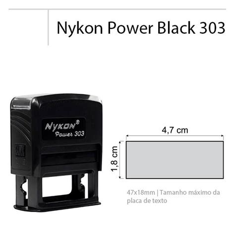 Carimbo Nykon Power Black 303 Preto 47x18mm Carimbos BH