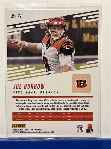 2021 Panini Prestige Xtra Points Astral 71 Joe Burrow For Sale