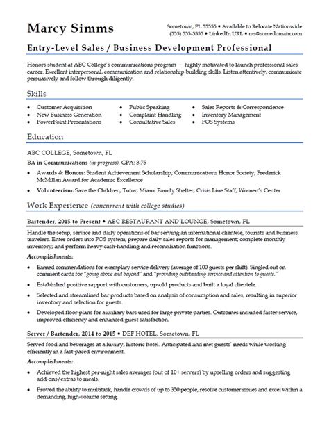 Entry Level Sales Resume Template