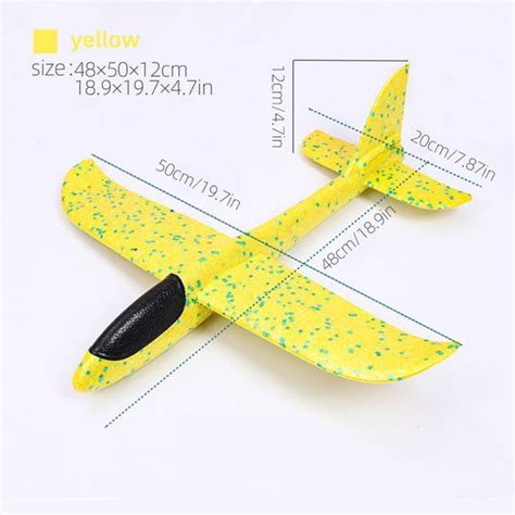 50 Cm Jaune Sans LED Grand LED Flash Planeur Mousse Avion Main Jeter