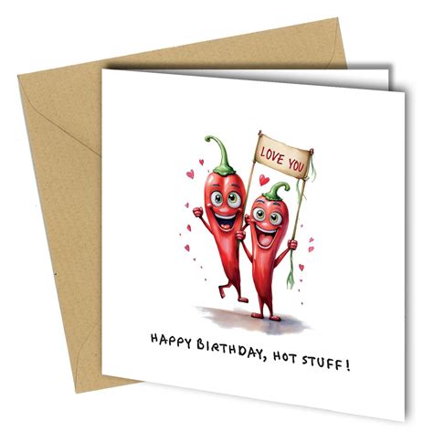 Happy Birthday Hot Stuff Card Funny Greeting Card Girlfriend Boyfriend Etsy