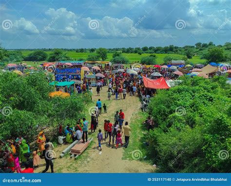 Rural Indian Village Fair People Gathered To Celebrate Annual Fair At