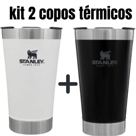 Kit 2 Copos Termico Tampa e Abridor 473ml para Cerveja Inox Aço