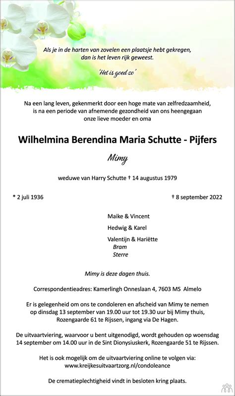 Wilhelmina Berendina María Miny Schutte Pijfers 08 09 2022