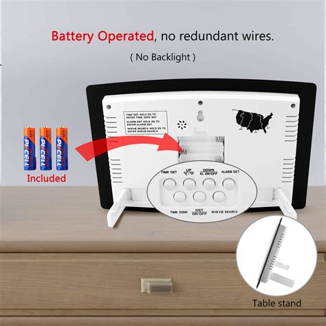 WallarGe Atomic Clock With Indoor Temperature And Humidity Self Setting