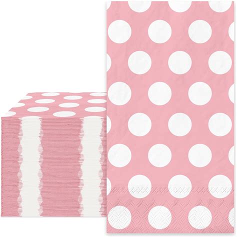 Whaline Servilletas De Papel Para Invitados Color Rosa Y Blanco 3