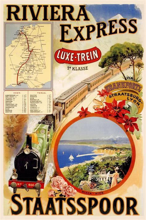 De Méditerranée en Riviera Express op affiches en ansichten voor 1914