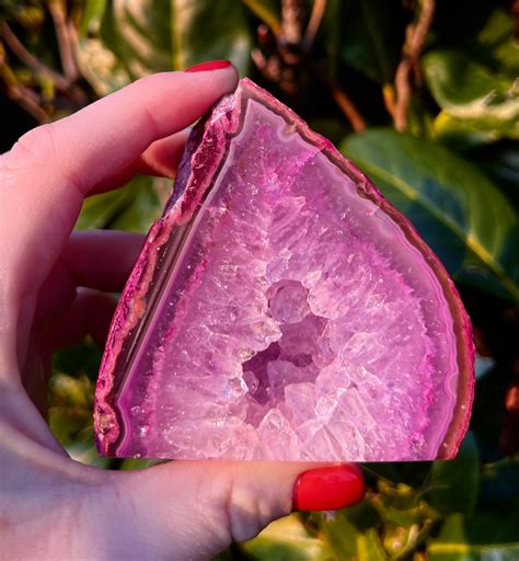 Pink Agate Geode Geode Pink Geode Crystal Brazilian Agate Etsy