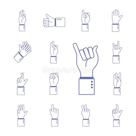 Hand Sign Language Alphabet Line And Fill Style Icon Set Vector Design