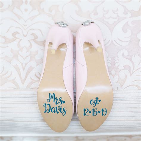 Mrs Est Wedding Shoe Decal Vinyl Decal For Bride Shoes Etsy