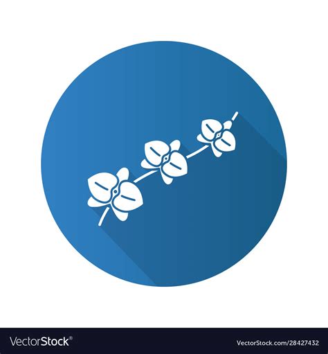 Orchid Branch Flat Design Long Shadow Glyph Icon Vector Image