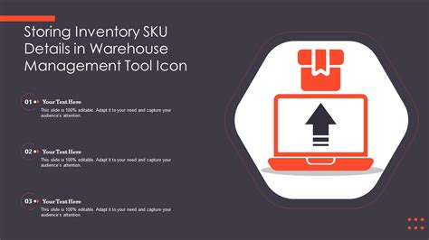 Storing Inventory Sku Details In Warehouse Management Tool Icon Ppt