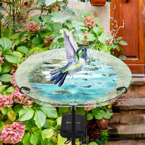 Lewisandwayne Bird Baths For Outdoors With Planter Solar Lit