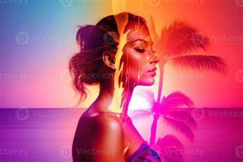 Summer Themed Double Exposure Bikini Portrait Stock Photo At Vecteezy