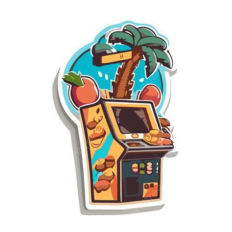 Una Pegatina De Máquina Recreativa Con Temática Retro Y Playera Vector Png Dibujos Diseño De