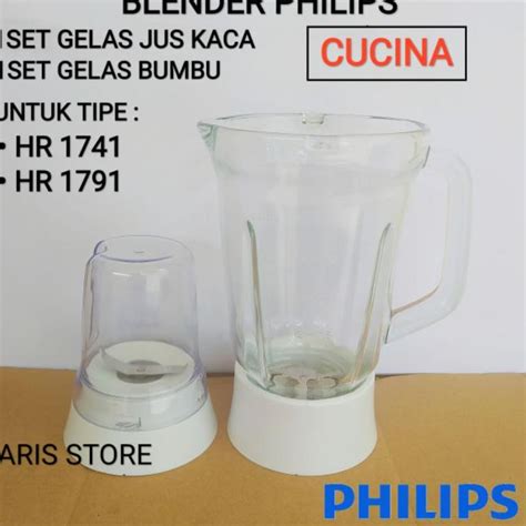 Jual Gelas Jus Kaca 1set Gelas Bumbu 1set Blender Philips Cucina HR