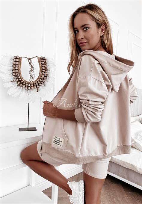 Rozopínaná mikina s kapucňou Sporty Chic nude Eshop Andzela