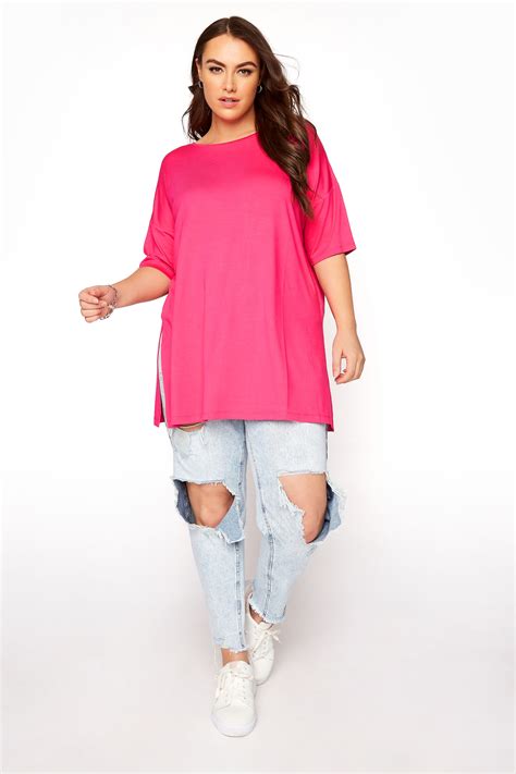 Hot Pink Oversized T Shirt Yours Clothing