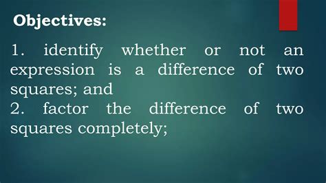 Factoring Difference Of Two Squares Ppt