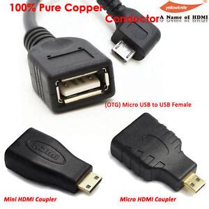 Micro HDMI/Mini HDMI to HDMI Adapter+OTG Micro USB to USB Converter for ...