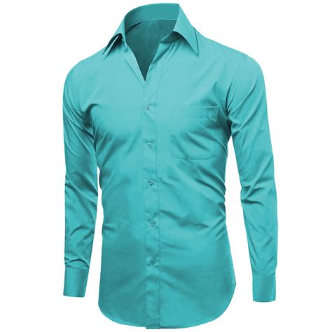 Men S Designer Long Sleeve Solid Button Up Casual Regular Fit Dress Shirt Ebay