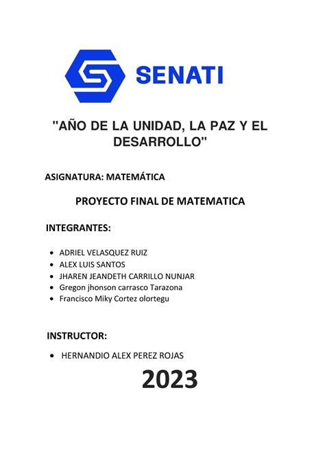 Proyecto Matematica Matem Tica Senati Studocu