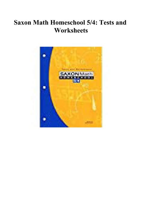 PDF Saxon Math Homeschool 54 Tests And Worksheets