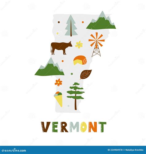 Map Of Vermont Stock Illustration 11709631