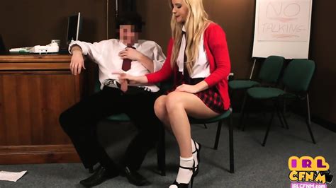 CFNM Femdom College Babe In Heels Jerking Professor Cock