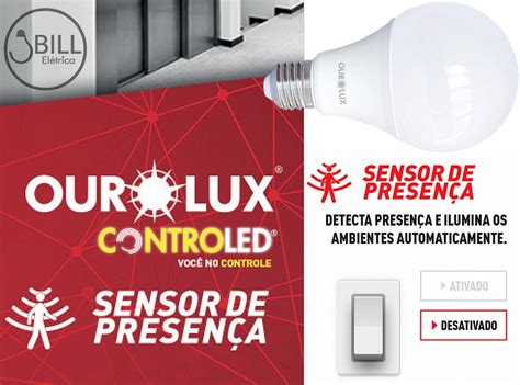 Lâmpada Controled Sensor De Presença 9w E27 Quente Ourolux JBILL ELÉTRICA