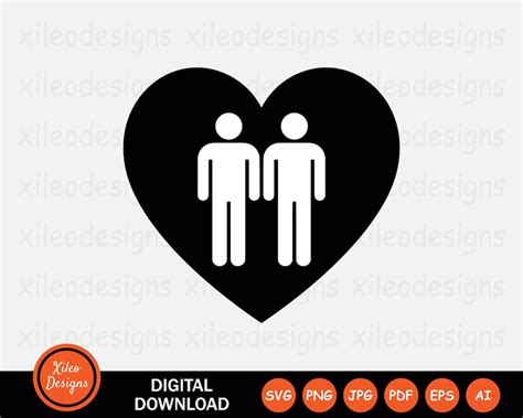 Gay Couple In Love SVG LGBT LGBTQ Two Men Relationship Friendship Sign Symbol Icon Vector