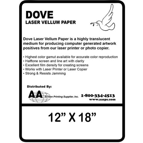 12" X 19" VELLUM PAPER for Laser Printer